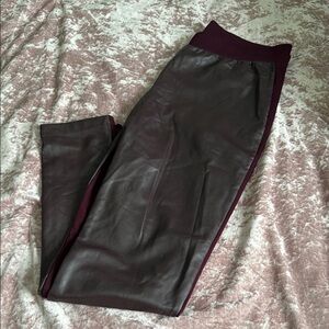 Burgundy Faux Leather Pants